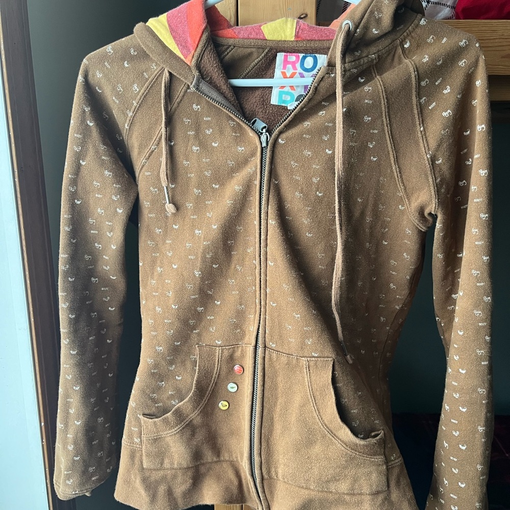 Brown Roxy zip up hoodie jumper